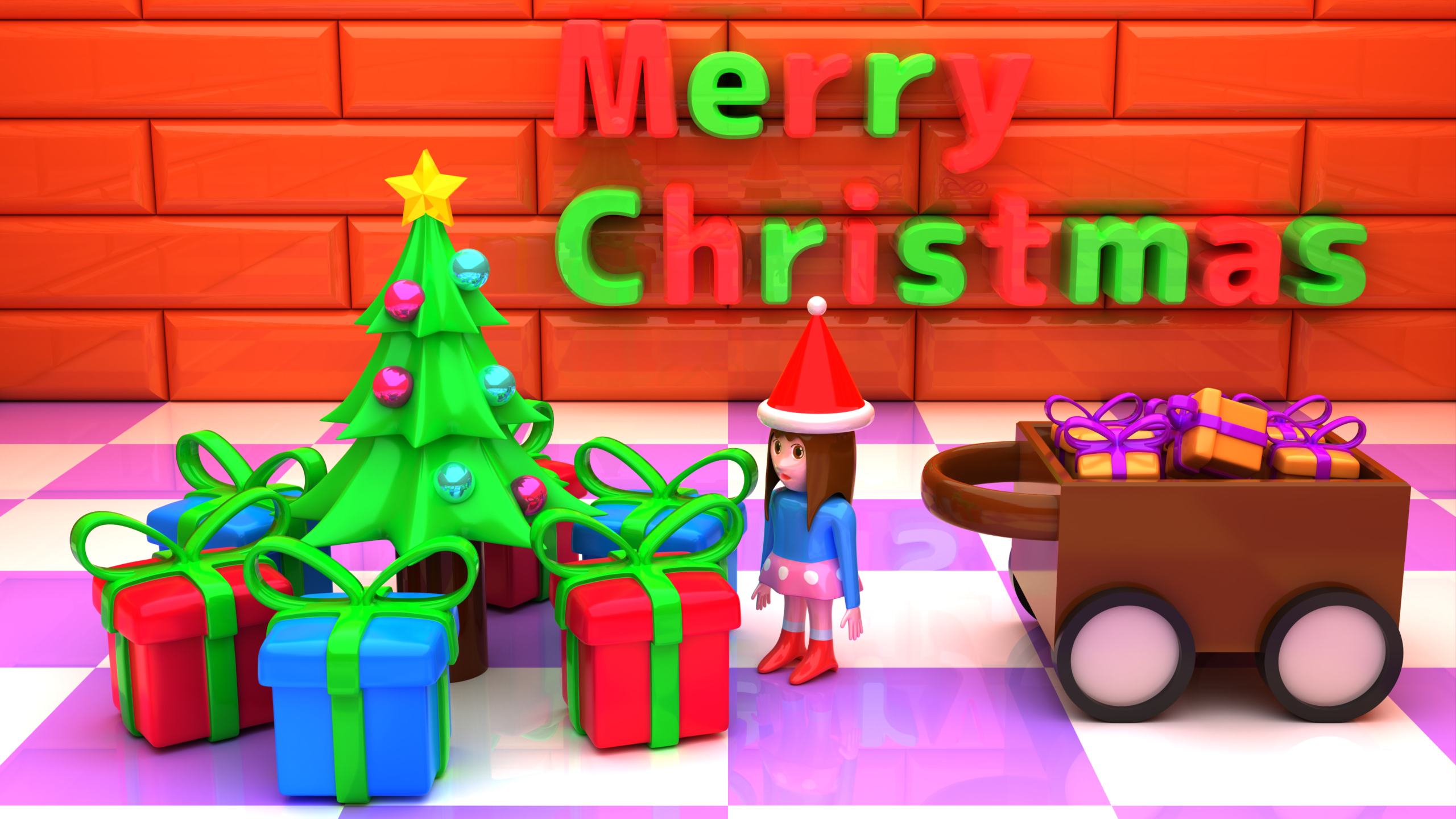 メリークリスマス Blenderで制作した3DCG